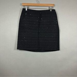 Ann Klein Black Sequin Tweed Lined Pencil Skirt